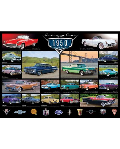 Пъзел Eurographics от 1000 части – Класически автомобили от 1950 г. - 2