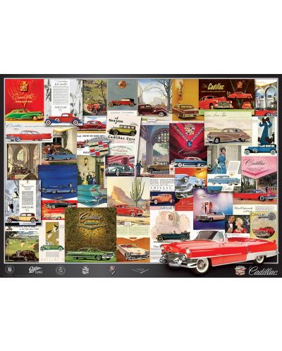 Пъзел Eurographics от 1000 части – Ретро реклами на автомобили Кадилак - 2