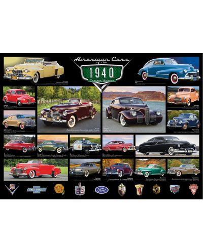 Пъзел Eurographics от 1000 части – Класически автомобили от 1940 г. - 2