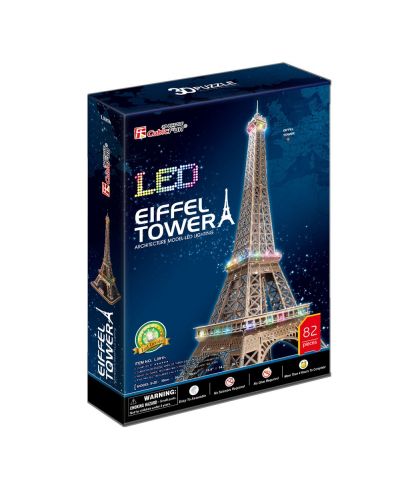 3D Пъзел Cubic Fun от 82 части и LED светлини - Eiffel Tower - 2