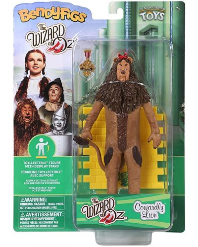 Екшън фигура The Noble Collection Movies: The Wizard of Oz - Cowardly Lion (Bendyfigs), 19 cm - 6