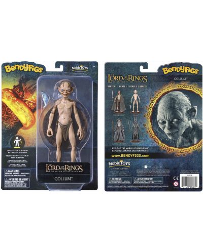 Екшън фигура The Noble Collection Movies: The Lord of the Rings - Gollum (Bendyfigs), 19 cm - 4