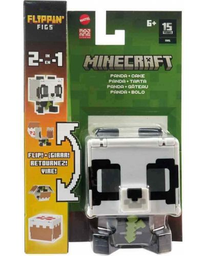 Екшън фигура Mattel Games: Minecraft - Panda & Cake (Flippin Figs) - 6