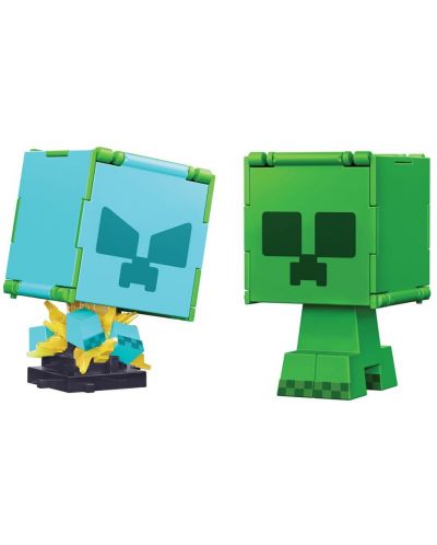 Екшън фигура Mattel Games: Minecraft - Creeper & Charged Creeper (Flippin Figs) - 1