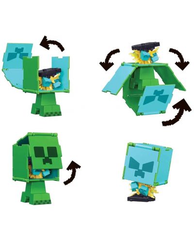 Екшън фигура Mattel Games: Minecraft - Creeper & Charged Creeper (Flippin Figs) - 3