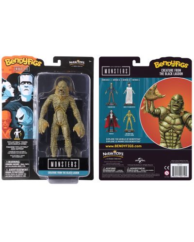 Екшън фигура The Noble Collection Horror: Universal Monsters - Creature from the Black Lagoon (Bendyfigs), 19 cm - 2