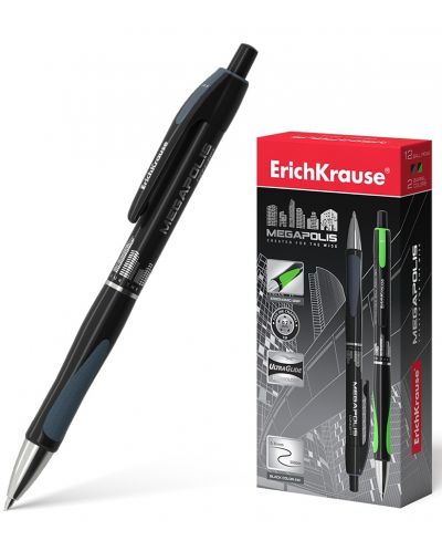 Автоматична химикалка Erich Krause - Megapolis, 0.7 mm, черна - 1