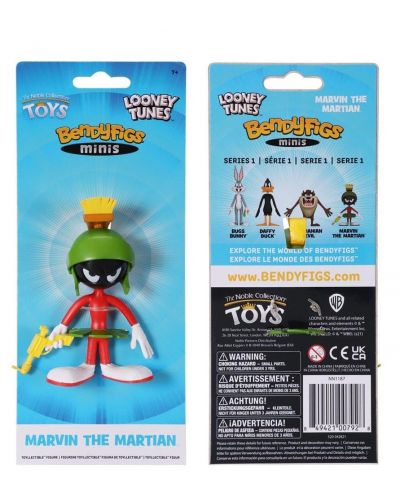 Екшън фигура The Noble Collection Animation: Looney Tunes - Marvin the Martian (Bendyfigs), 11 cm - 2