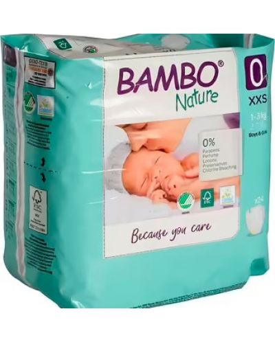 Еко пелени Bambo Nature - Premature, размер 0, 1-3 kg, XXS,24 броя - 4