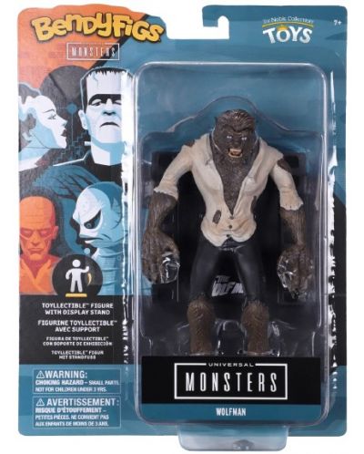 Екшън фигура The Noble Collection Horror: Universal Monsters - Wolfman (Bendyfigs), 19 cm - 2