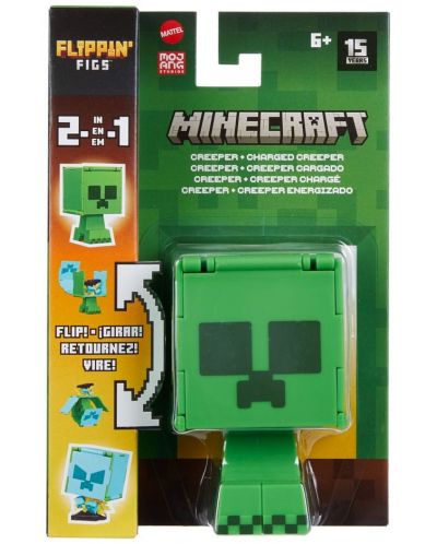 Екшън фигура Mattel Games: Minecraft - Creeper & Charged Creeper (Flippin Figs) - 8