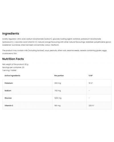 Electrolyte, портокал, 20 ефервесцентни таблетки, OstroVit - 2