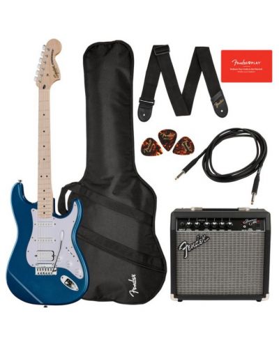 Комплект китара с аксесоари Fender - SQ Affinity Strat Pack MN, Lake Placid Blue - 1
