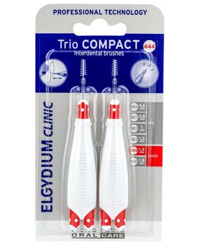Elgydium Clinic Интердентални четки Trio Compact, ISO 444, 2 броя, червени - 1