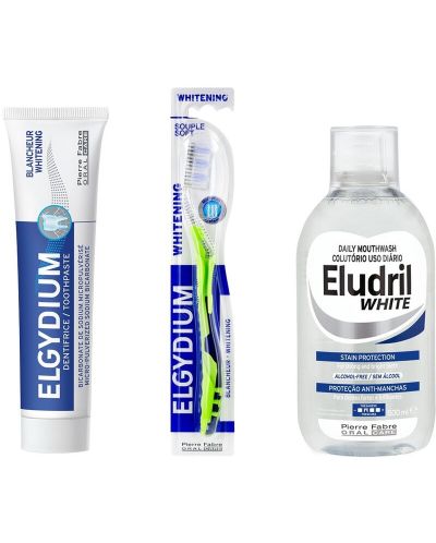 Elgydium & Eludril Комплект - Избелваща паста и Вода за уста, 50 + 500 ml + Четка за зъби, Soft - 2
