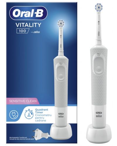 Електрическа четка за зъби Oral-B - Vitality 100 Sensi Ultra Box, бяла - 2