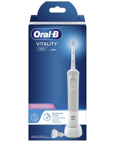 Електрическа четка за зъби Oral-B - Vitality 100 Sensi Ultra Box, бяла - 3