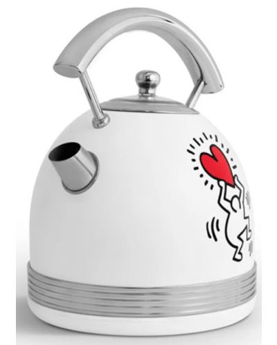 Електрическа кана Schneider - Keith Haring, 2200 W, 1.7 l, бяла - 3