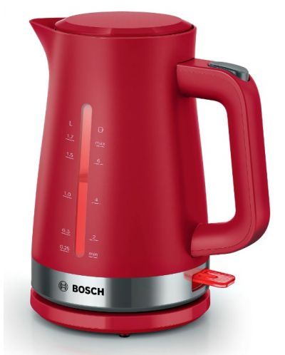 Електрическа кана за вода Bosch - MyMoment, Interior light, 2400W, 1.7 l, червена - 1