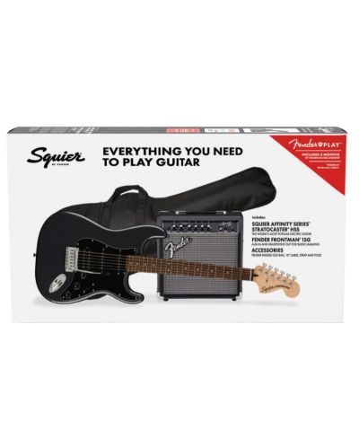 Комплект китара с аксесоари Fender - SQ Affinity Strat LR, Charcoal Frost - 8