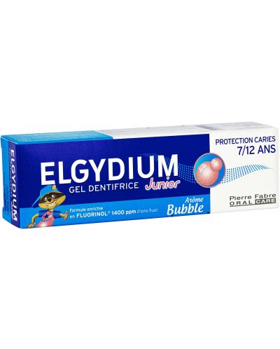 Elgydium Junior Гелообразна паста за зъби, вкус на дъвка, 7-12 години, 50 ml - 2