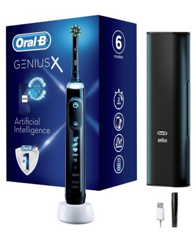 Електрическа четка за зъби Oral-B - GeniousX Midn Bl+TC3/14/6, черна - 4