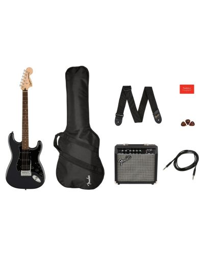 Комплект китара с аксесоари Fender - SQ Affinity Strat LR, Charcoal Frost - 1