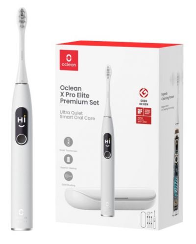 Електрическа четка за зъби Oclean - X Pro Elite Premium Set, 7 накрайници, сива - 5