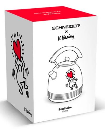 Електрическа кана Schneider - Keith Haring, 2200 W, 1.7 l, бяла - 8