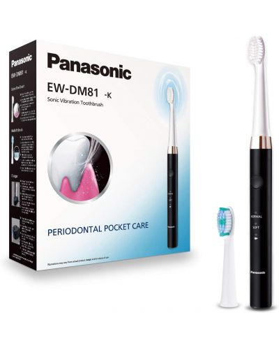 Електрическа четка за зъби Panasonic - EW-DM81-K503, 2 накрайници, черна - 2