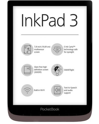 Електронен четец PocketBook - InkPad 3 Touch, 7.8", кафяв - 1