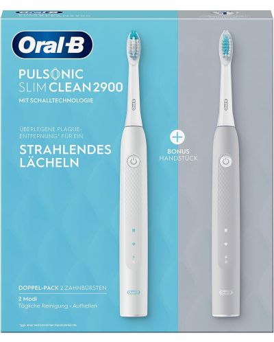 Комплект електрически четки за зъби Oral-B - Pulsonic Slim Clean 2900, сива/бяла - 1