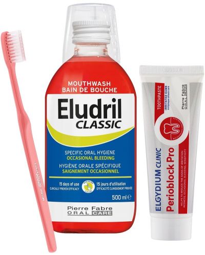 Elgydium Clinic & Eludril Комплект - Паста за зъби и Вода за уста, 50 + 500 ml + Четка за зъби, Soft - 1
