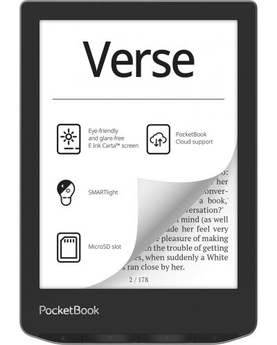 Електронен четец PocketBook - Verse, 6'', 512MB/8GB, Mist Grey - 3