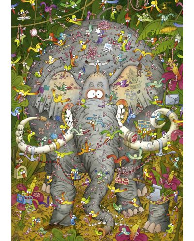 Пъзел Heye от 1000 части - Животът на слона, Марино Дегано - 2