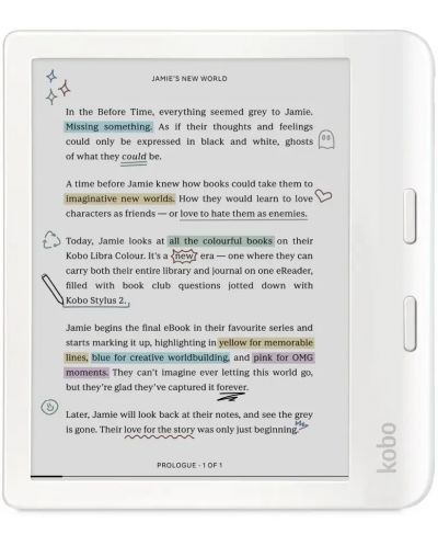 Електронен четец Kobo - Libra Colour, 7'', 32GB, бял - 1