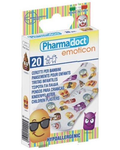 Emoticon Детски пластири, 7 х 2 cm, 20 броя, Pharmadoct - 1