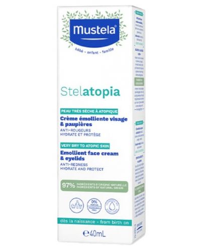 Емолиентен крем за лице и клепачи Mustela - Stelatopia, 40 ml - 1