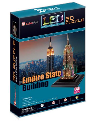 3D Пъзел Cubic Fun от 38 части и LED светлини - Empire State Building (U.S.A) - 2