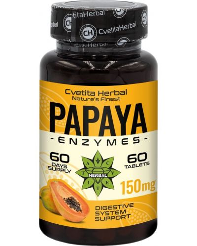 Papaya enzymes, 150 mg, 60 таблетки, Cvetita Herbal - 1