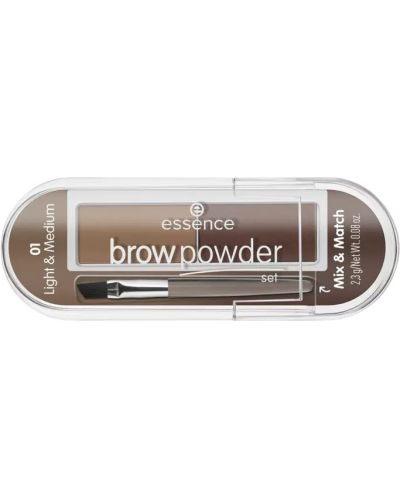 Essence Комплект за вежди Brow Powder, 01 Light & Medium, 2.3 g - 1