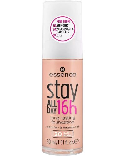Essence Дълготраен фон дьо тен Stay All Day 16h, 20 Soft Nude, 30 ml - 1