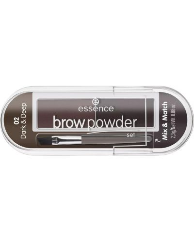 Essence Комплект за вежди Brow Powder, 02 Dark & Deep, 2.3 g - 1
