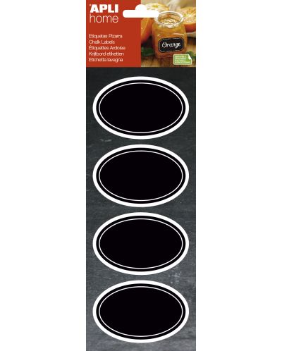 Етикети с черна дъска Apli - Овал, 8 броя - 1