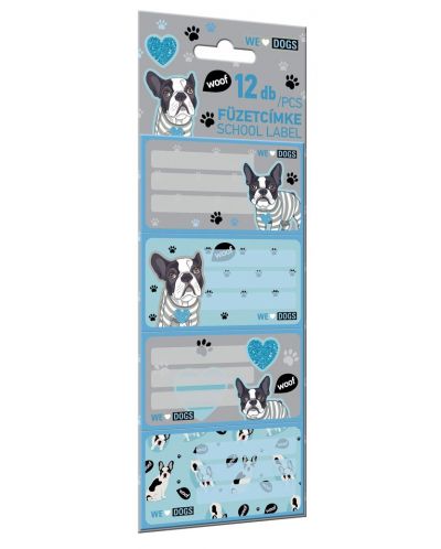 Ученически етикети Lizzy Card We Love Dogs Woof - 12 броя - 1