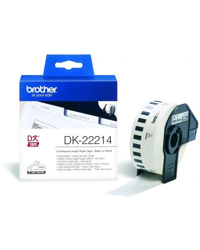 Етикетна лента Brother - DK-22214, 12mm, черна/бяла - 1