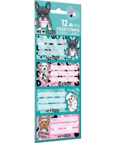 Ученически етикети Lizzy Card We Love Dogs - 12 броя - 1