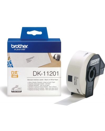 Етикетна лента Brother - DK-11201, 29x90mm, черна/бяла - 1