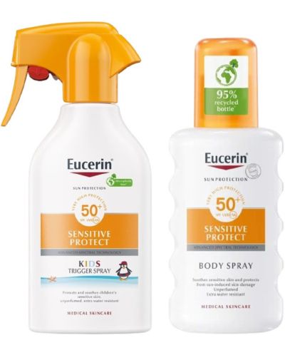 Eucerin Sun Комплект - Слънцезащитен спрей за деца и Спрей за тяло, SPF 50+, 250 + 200 ml - 1