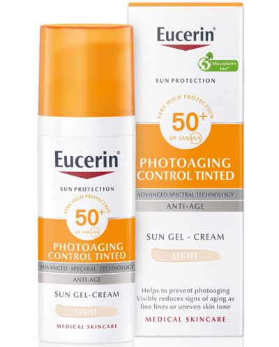 Eucerin Sun Оцветен слънцезащитен гел-крем Photoaging Control, SPF 50+, Светъл, 50 ml - 2